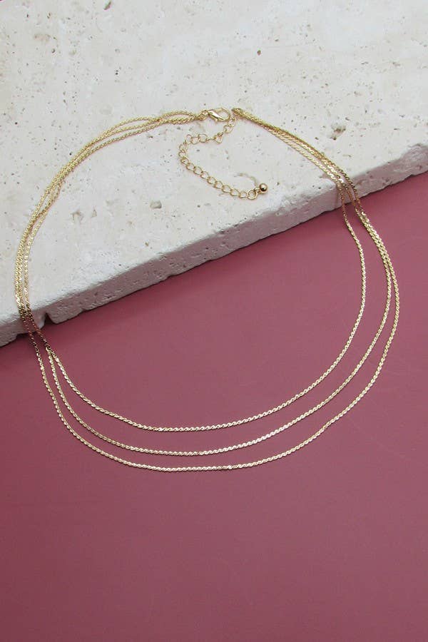 Triple Layer Thin Flat Chain Necklace | 47N19403
