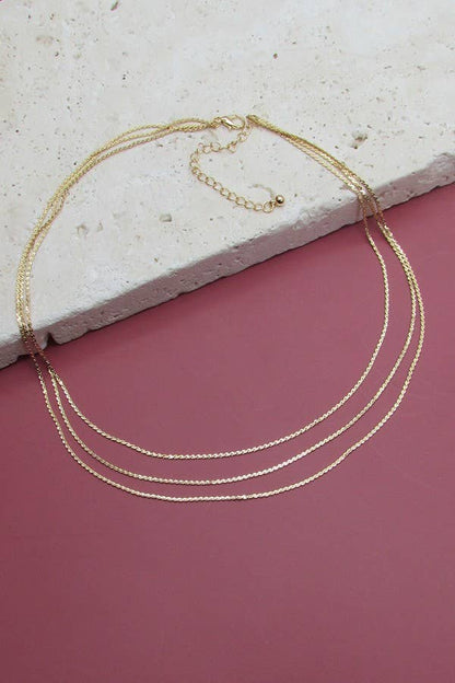 Triple Layer Thin Flat Chain Necklace | 47N19403