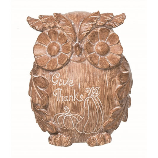 Resin Brown Wooden Owl Figurine