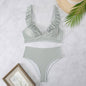 High-Waisted V-Neck Ruffled Bikini Swimsuit_CWMW0200