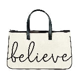 Santa Barbara Creative Brands Faithworks-Inspirational Large Canvas and Leather Tote, 20 x 11-Inch, Creme