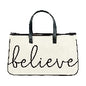 Santa Barbara Creative Brands Faithworks-Inspirational Large Canvas and Leather Tote, 20 x 11-Inch, Creme