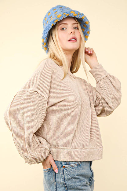 Two Tone Otto Ribbed Oversized Soft Top