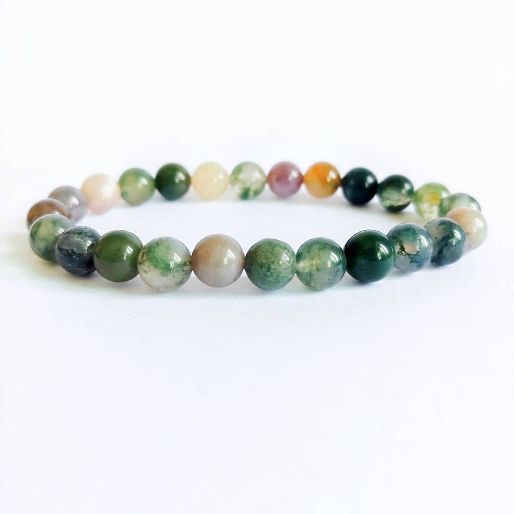 8MM Elastic Natural Stone Bracelets: Indian agate