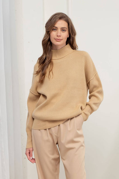 Mock Neck Ribbed Sweater