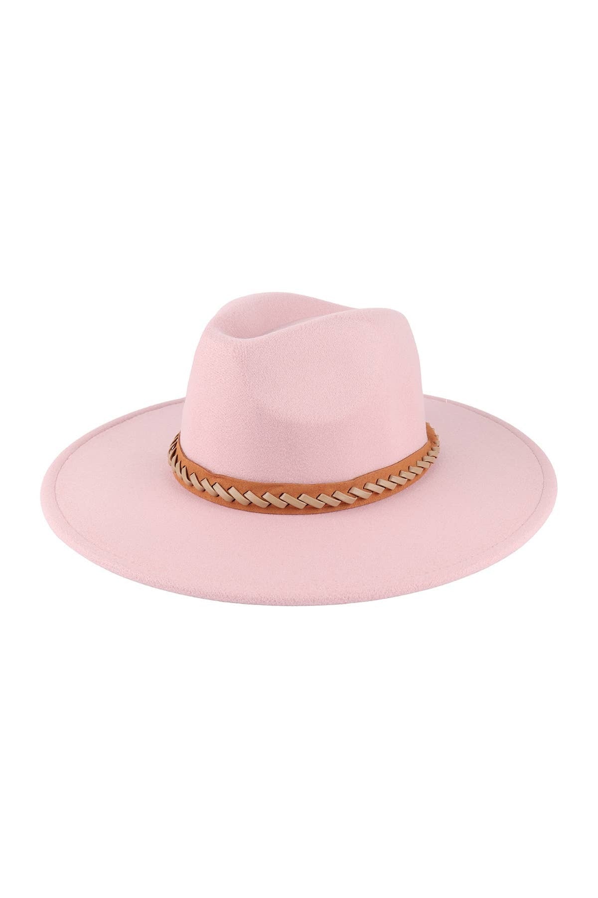 Felt Brim Hat With Leather Braided