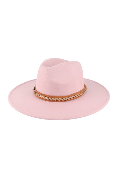 Felt Brim Hat With Leather Braided