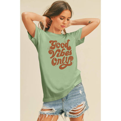 Good Vibes Only Graphic Tee: M, FRENCH NAVY