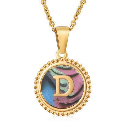Round Colorful Shell Letter Necklace