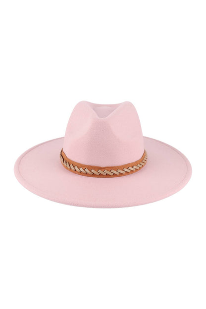 Felt Brim Hat With Leather Braided