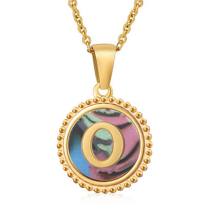 Round Colorful Shell Letter Necklace
