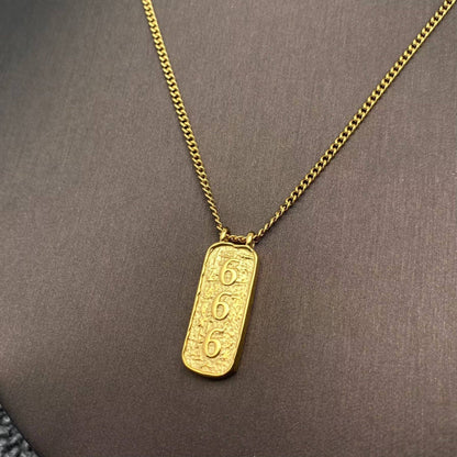 Lucky Numbers Tarot Charm 18K Gold Plated SS Necklace
