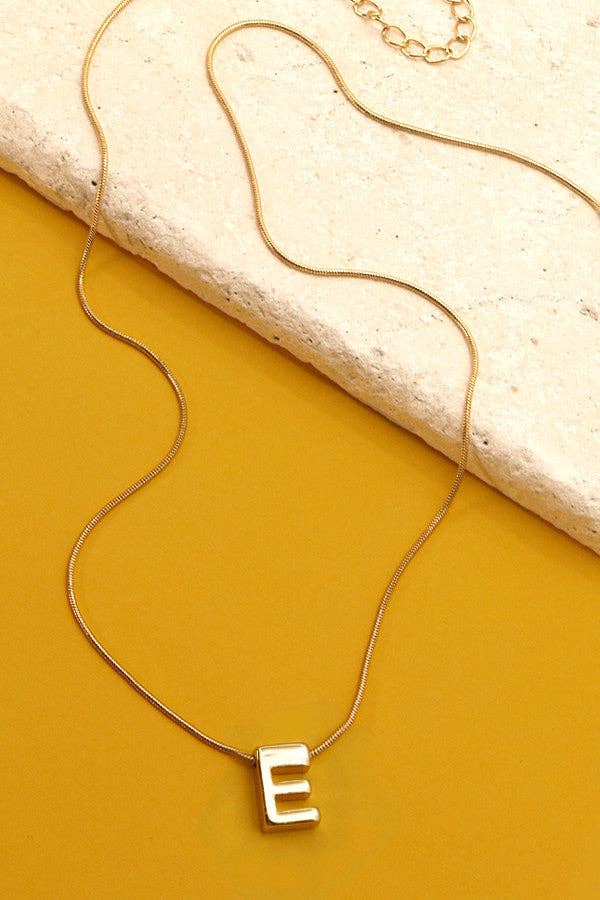Snake Chain Initial Necklace |  D