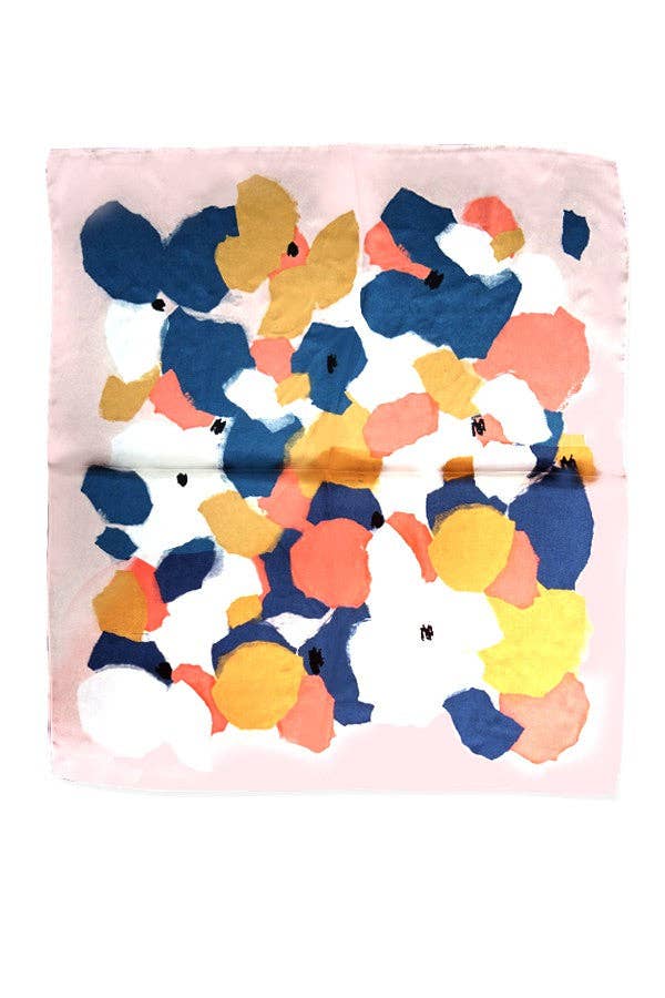 COLOR BLOCK SILKY FEEL BANDANA SCARF |