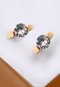 BRASS MINI HUGGIE RHINESTONE HOOP EARRINGS