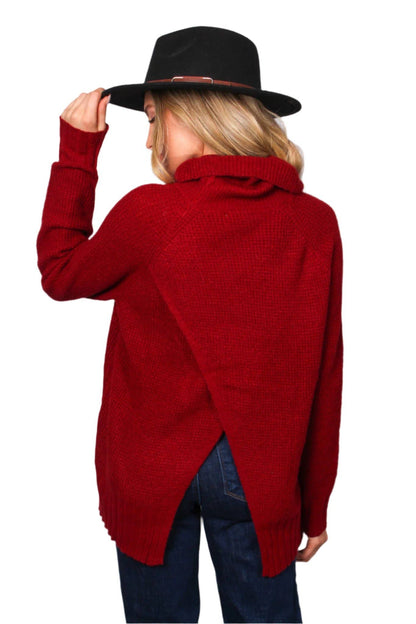 Women's High Neck Long Sleeves Knit Sweater