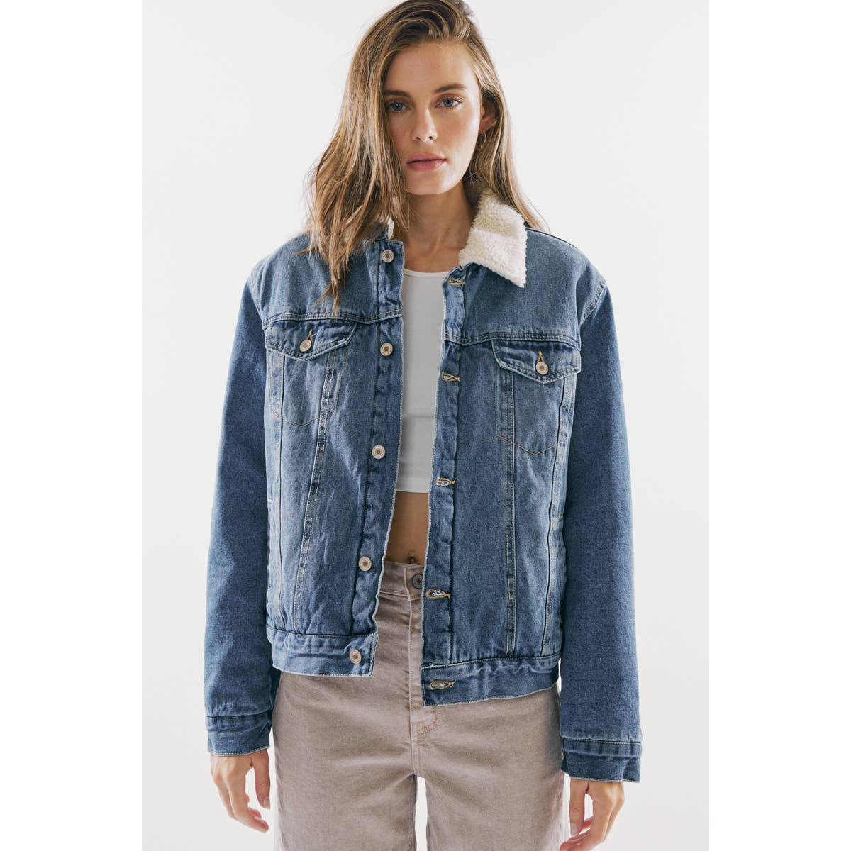 Kancan Trucker Sherpa Jean Jacket