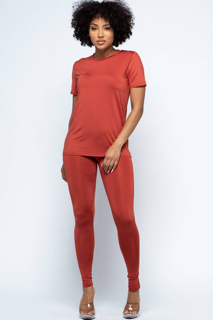 Solid Top and Leggings Set