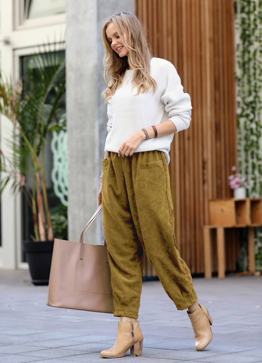 Corduroy Front pocket Baggy Pants