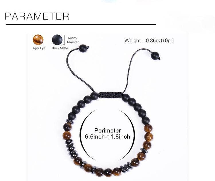 Morse Code "I Love you" Tiger's Eye Stone Gift Bracelets