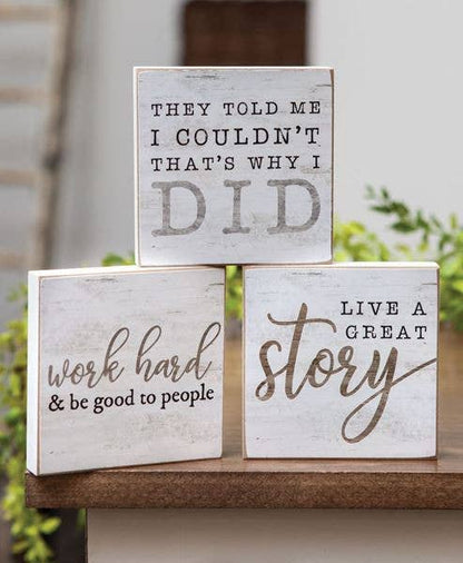 Live A Great Story Square Block, Assorted
