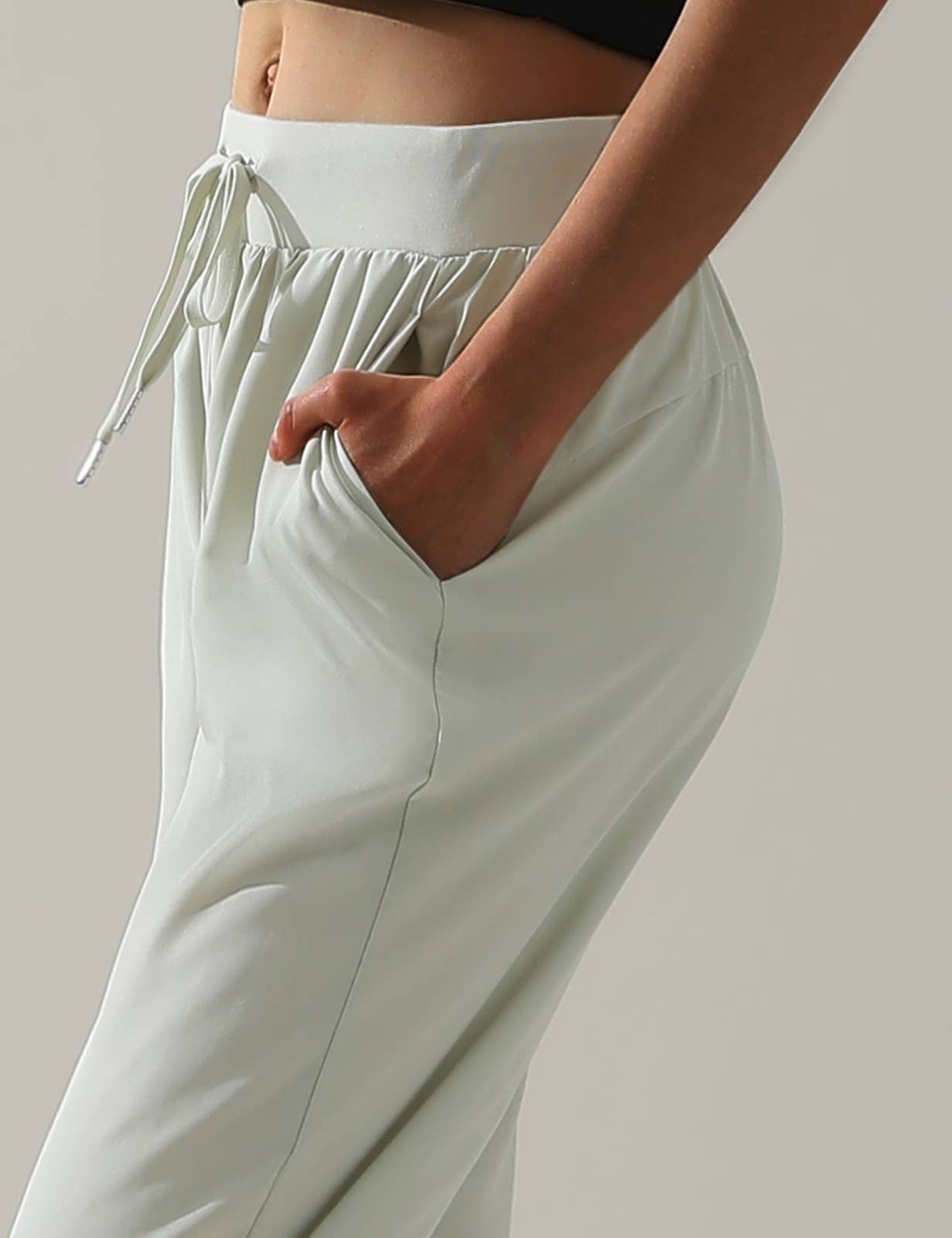 Elastic Band Waist With Side Pocket Pants