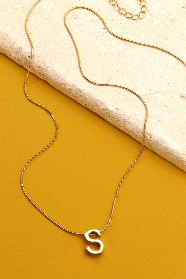 Snake Chain Initial Necklace E