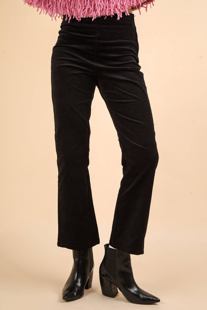 Velvet Boot Cut Pants with Back Pockets