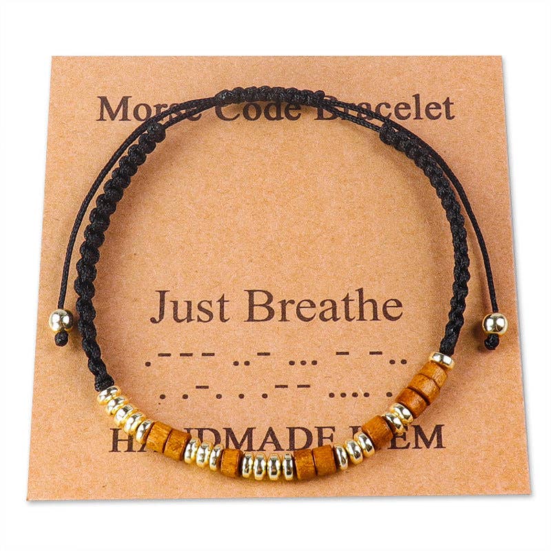 Handmade Wooden Beaded Morse Code Bracelets