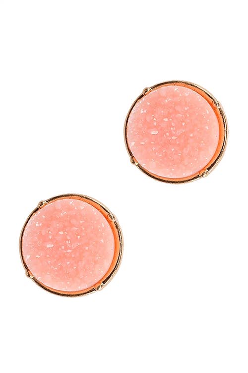 Glittered Druzy Round Post Earrings