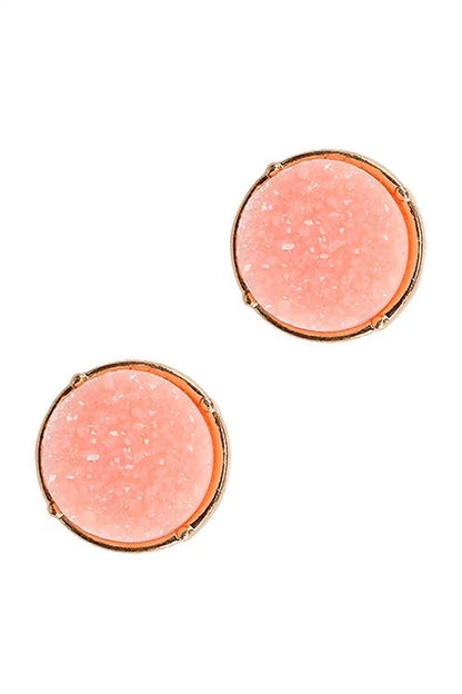 Glittered Druzy Round Post Earrings