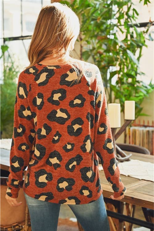 Leopard Print Long Sleeved Top