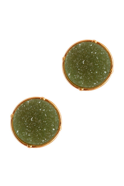 Glittered Druzy Round Post Earrings