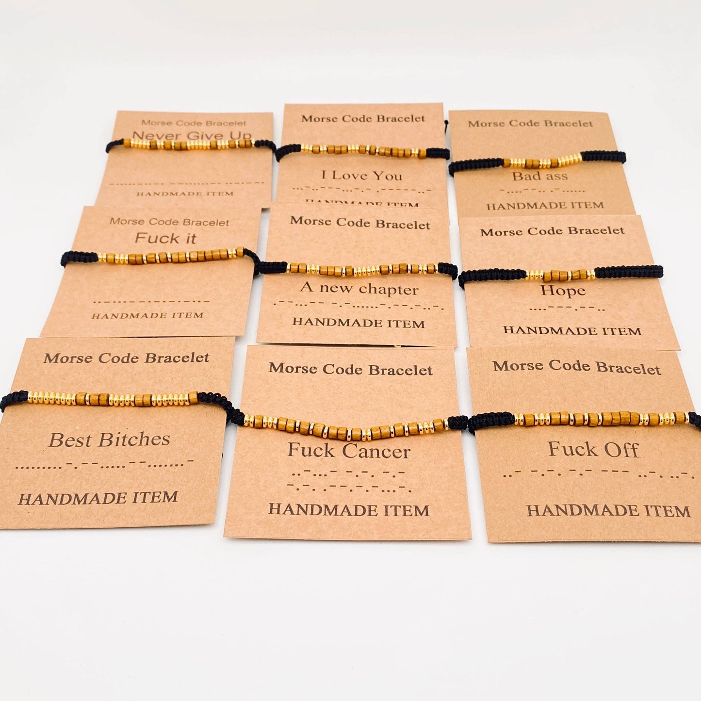 Handmade Wooden Beaded Morse Code Bracelets