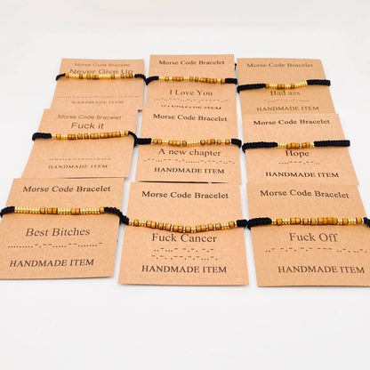 Handmade Wooden Beaded Morse Code Bracelets