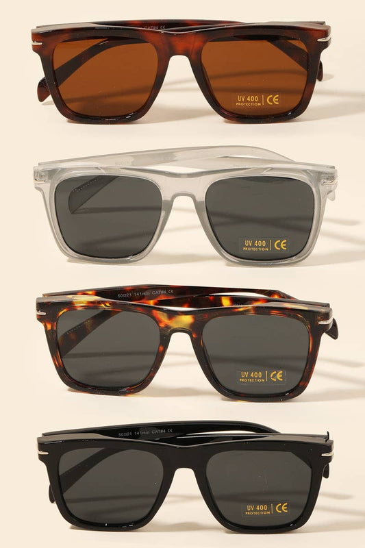 Acetate Frame Square Lens Sunglasses Set: MULTI