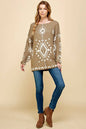 WOMEN LOOSE FITTING LONG SLEEVE KNIT SWEATER