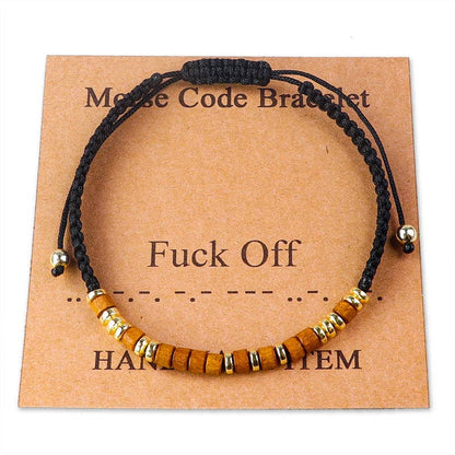 Handmade Wooden Beaded Morse Code Bracelets