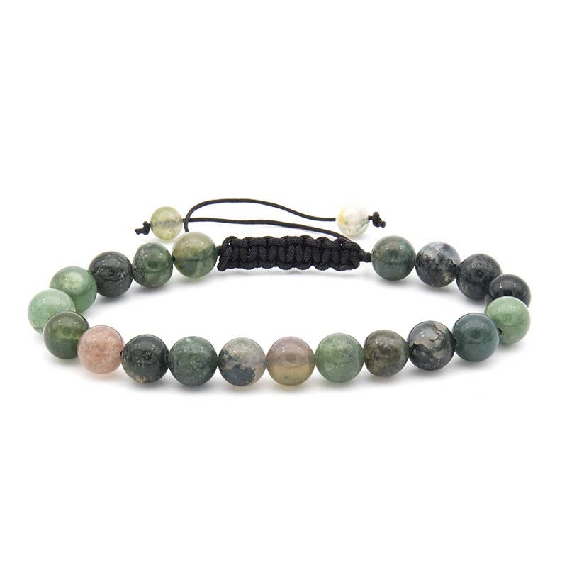 8MM Elastic Natural Stone Bracelets: Indian agate