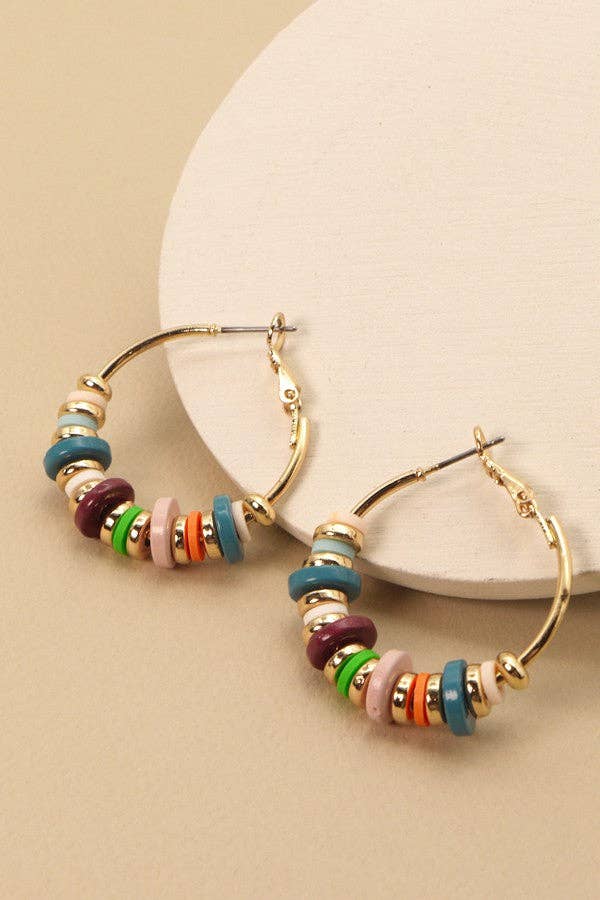 Disc Beads Hoop Earrings | 71E22600