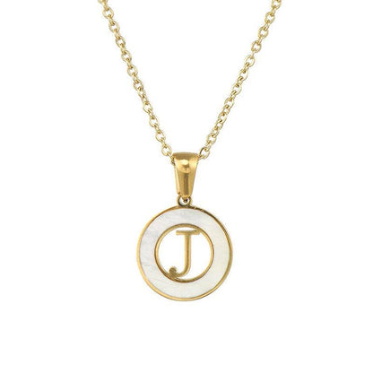 Circular Hollow Shell Initial Pendant Gold Plated Necklace: P