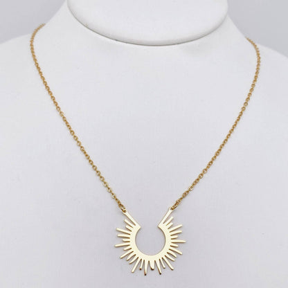 18K Gold Plated Stainless Steel Sunflower Charm Necklace-FGS