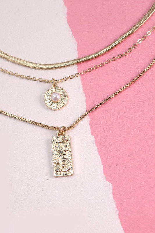 Snake Chain Charm 3 Row Mecklace | 10N3072932