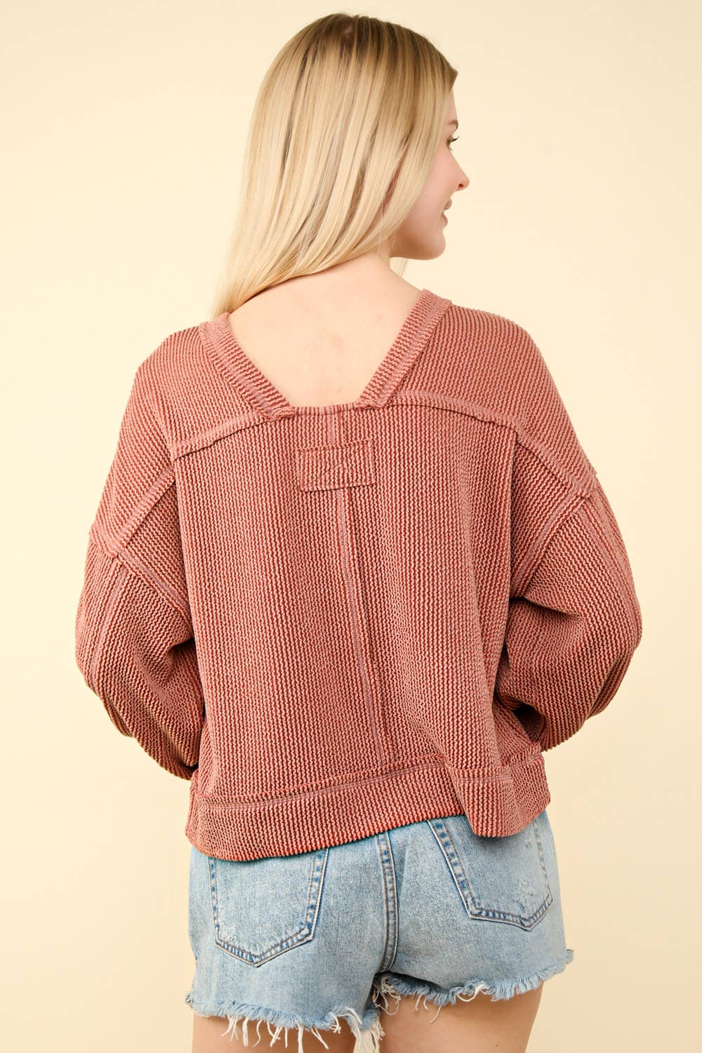 Two Tone Otto Ribbed Oversized Soft Top