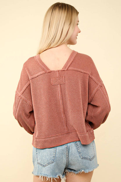 Two Tone Otto Ribbed Oversized Soft Top