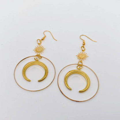 Moon Star Large Ring Pendant Earring Bohemian Style - MS