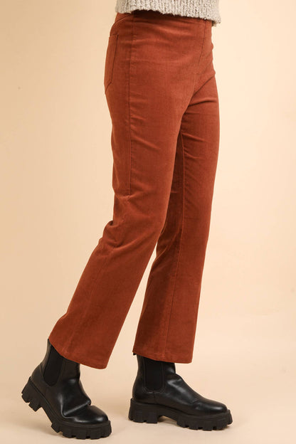 Velvet Boot Cut Pants with Back Pockets