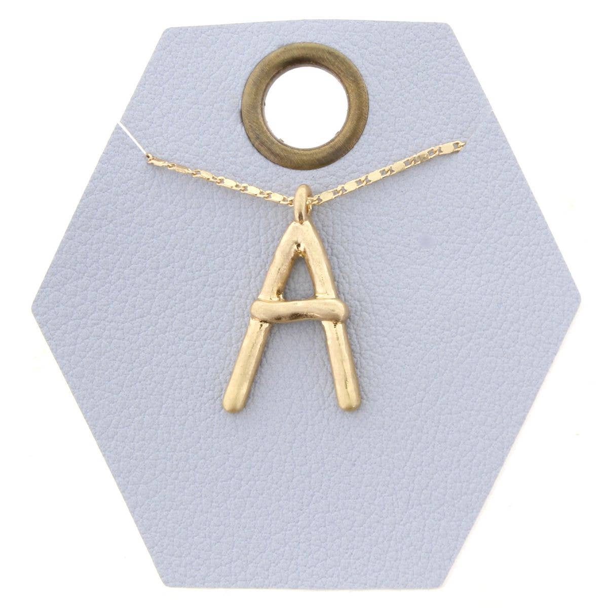 16" Gold Chain Necklace, Initial "A", 3" Ext.