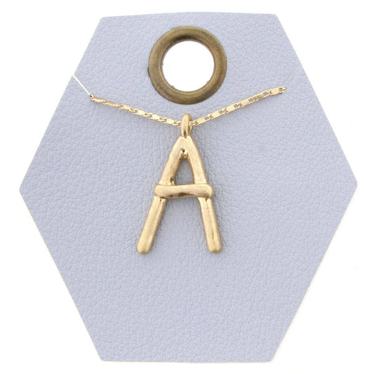16" Gold Chain Necklace, Initial "A", 3" Ext.