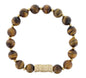 Tigers Eye Beaded Stretch Bracelet with Gold Disks